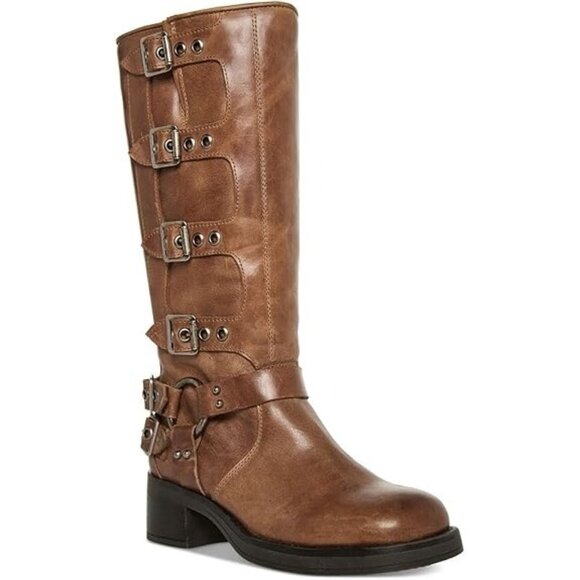 Steve Madden Women's Brocks Buckled Mid-Calf Moto Boots - Picture 1 of 3